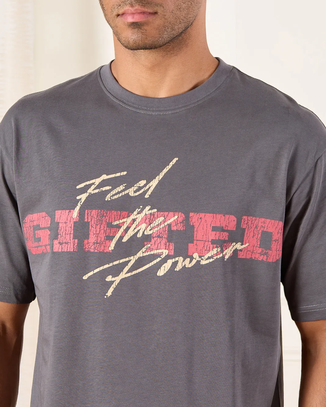 Men Charcoal Printed T-Shirt sold by Redtag product image thumbnail 4