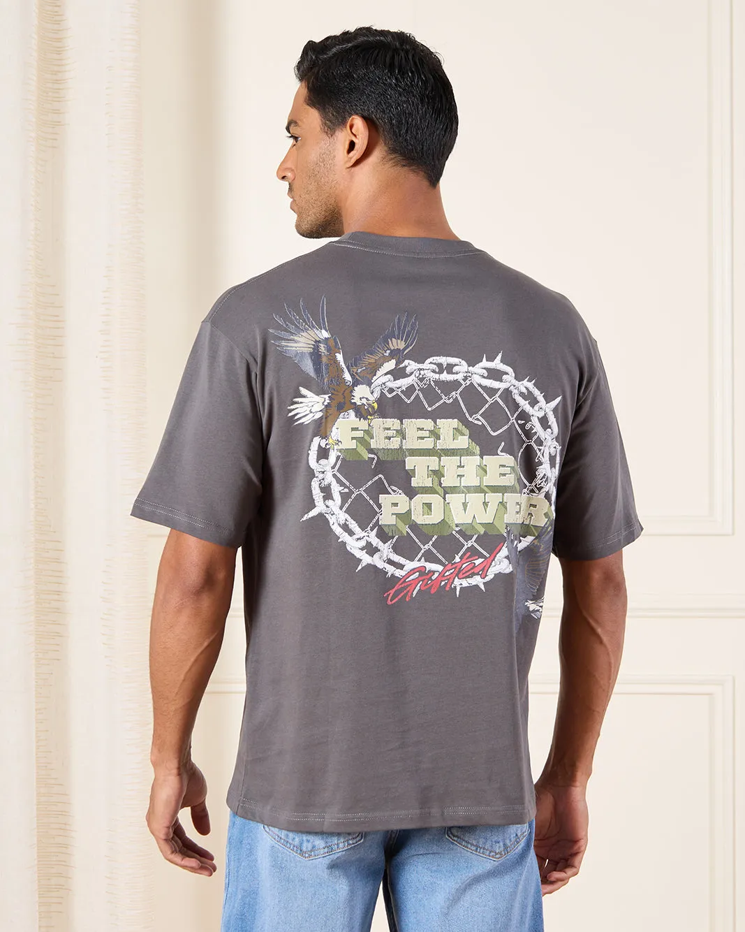 Men Charcoal Printed T-Shirt sold by Redtag product image thumbnail 3