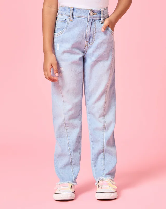 Girls Blue Cut & Sew Wide Leg Jeans sold by Redtag