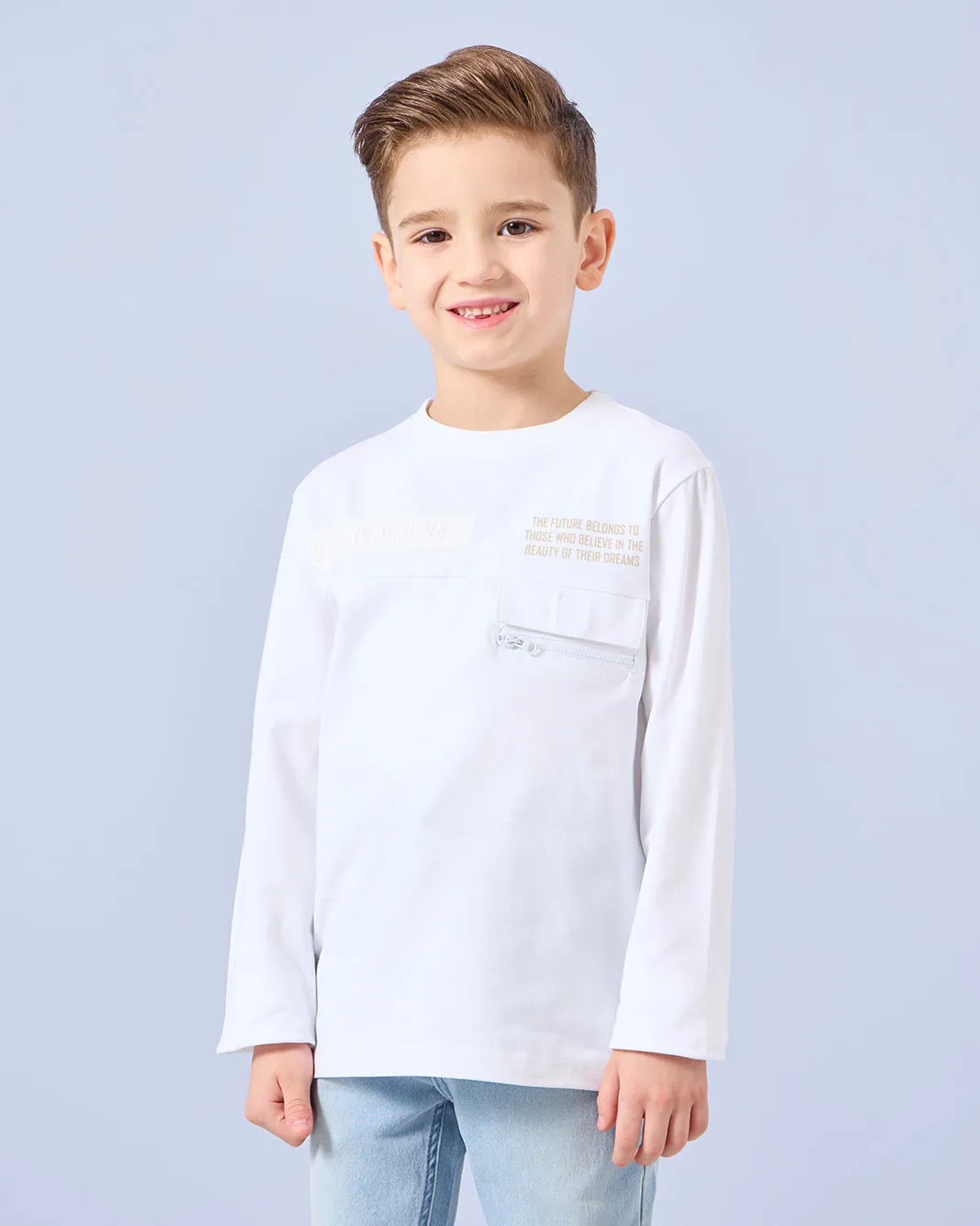 Boys White Long Sleeve Print T-Shirt sold by Redtag