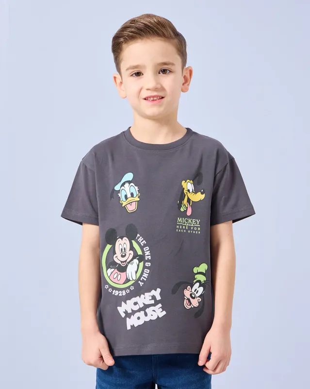 Boys Grey Mickey Mouse Print T-Shirt sold by Redtag