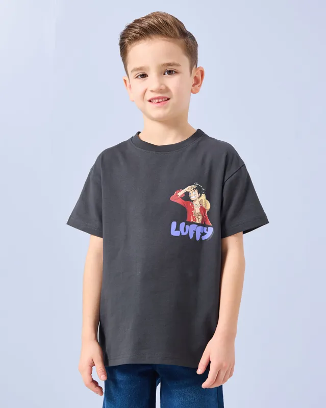Boys Grey Luffy Print T-Shirt sold by Redtag
