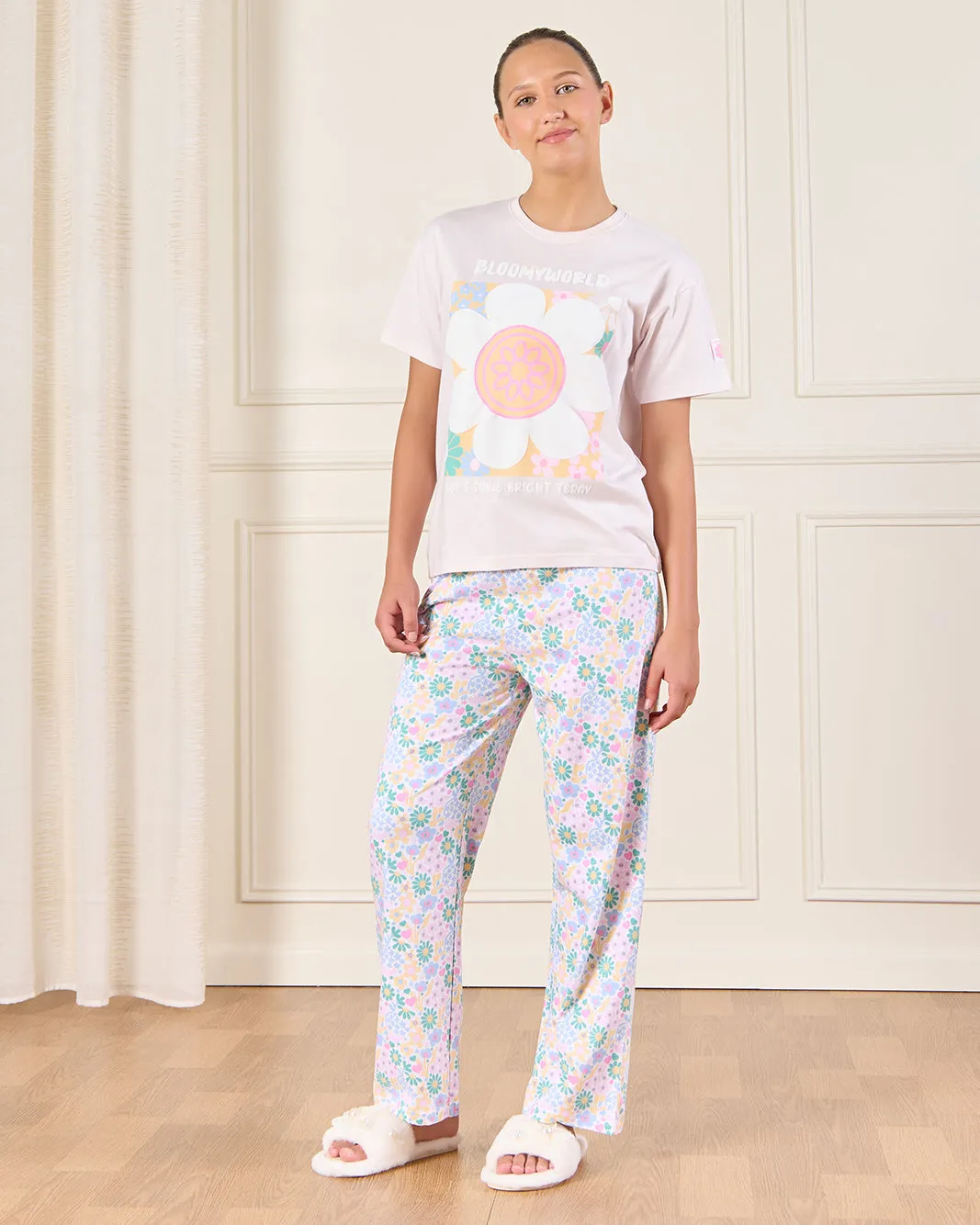 Senior Girls Lilac Printed Pyjama Set (2 Piece) sold by Redtag