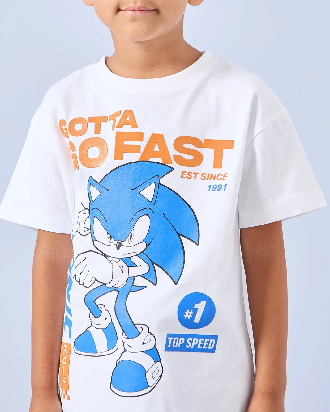 Boys White Sonic Print T-Shirt sold by Redtag product image thumbnail 4