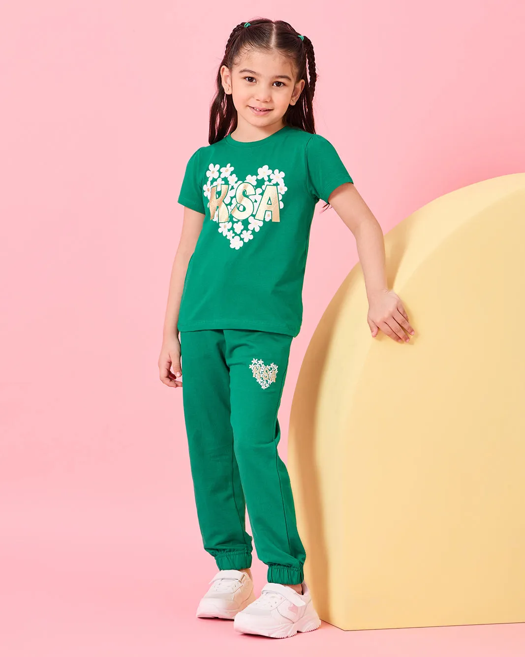 Girls Green Love KSA Placement Print T-Shirt sold by Redtag product image thumbnail 2
