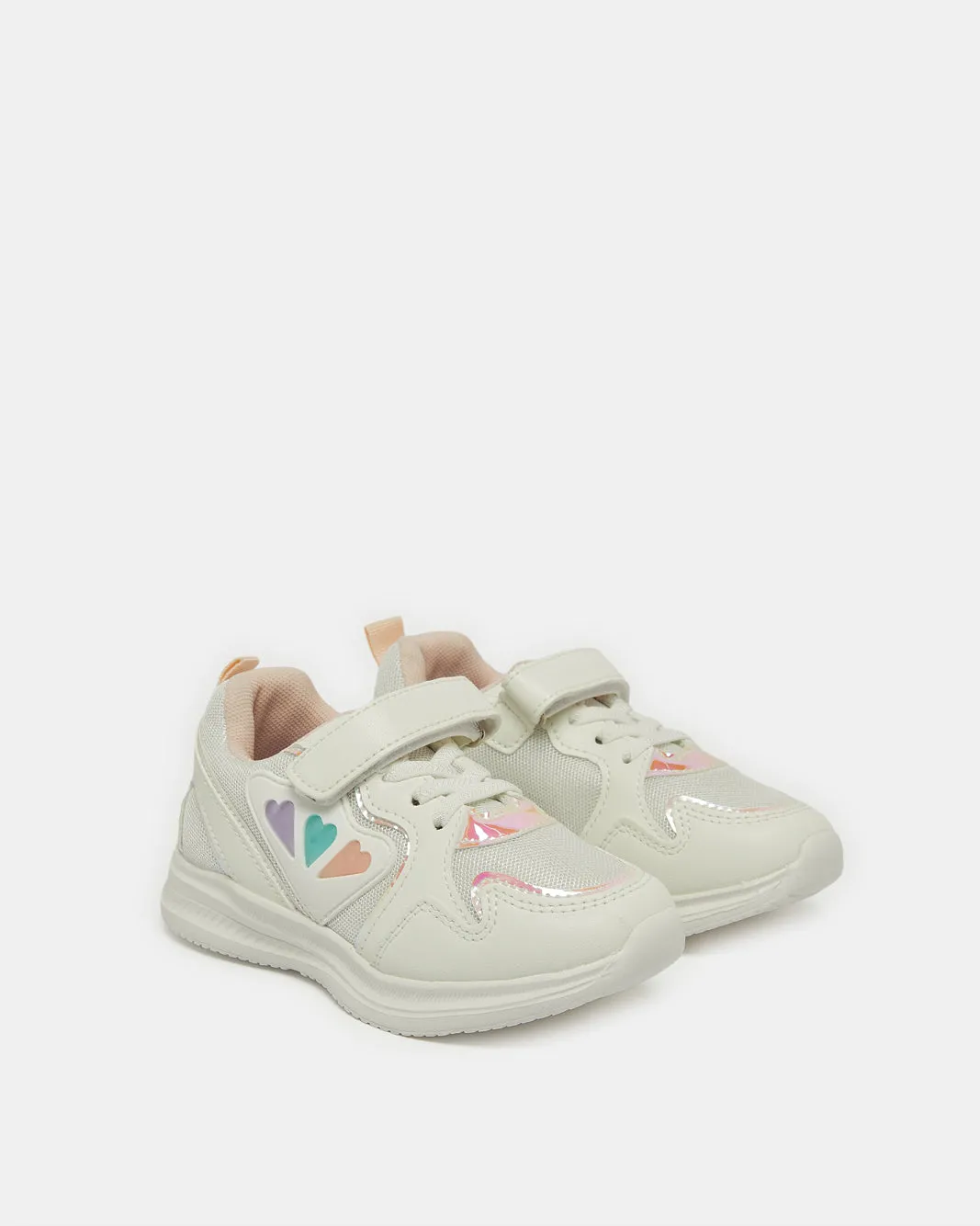 Girls White Rubber Patch Trainer sold by Redtag product image thumbnail 2