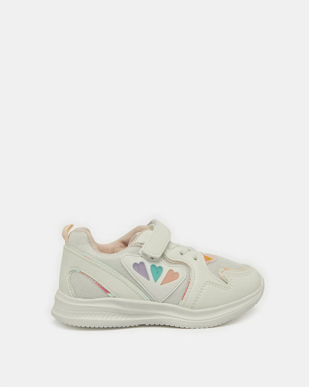 Girls White Rubber Patch Trainer sold by Redtag