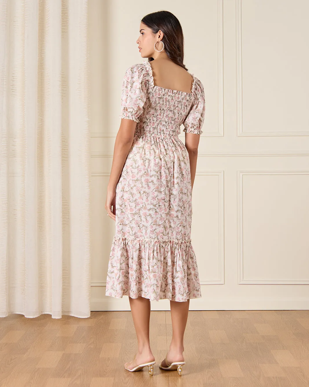 Women Beige All Over Print Maxi Dress sold by Redtag product image thumbnail 3