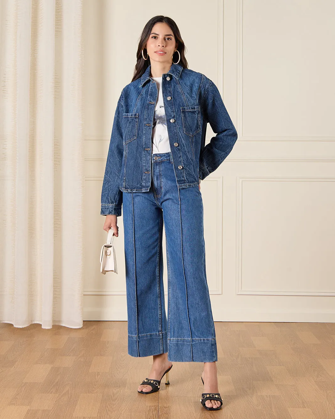 Women Navy Denim Jacket With Pockets sold by Redtag product image thumbnail 2