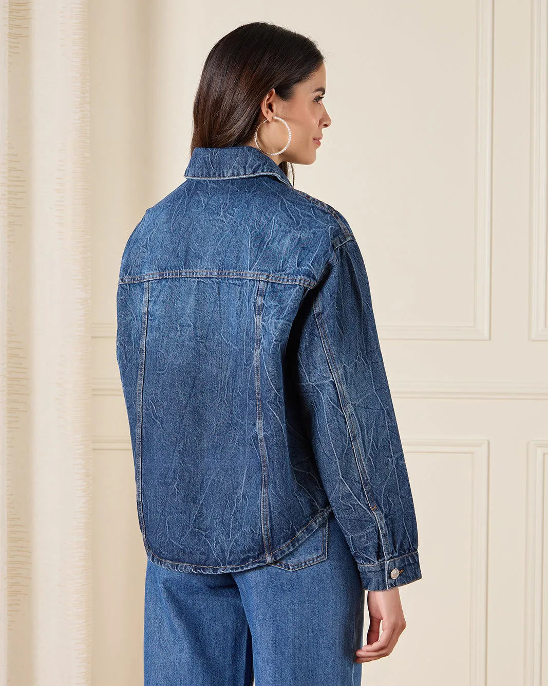 Women Navy Denim Jacket With Pockets sold by Redtag product image thumbnail 3