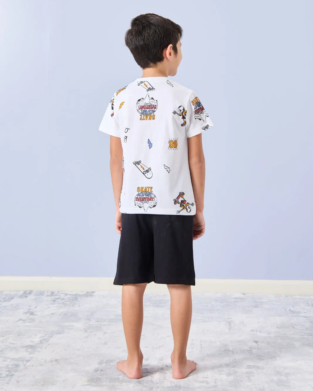 Boys White & Black Printed Pyjama Set (2 Piece) sold by Redtag product image thumbnail 4