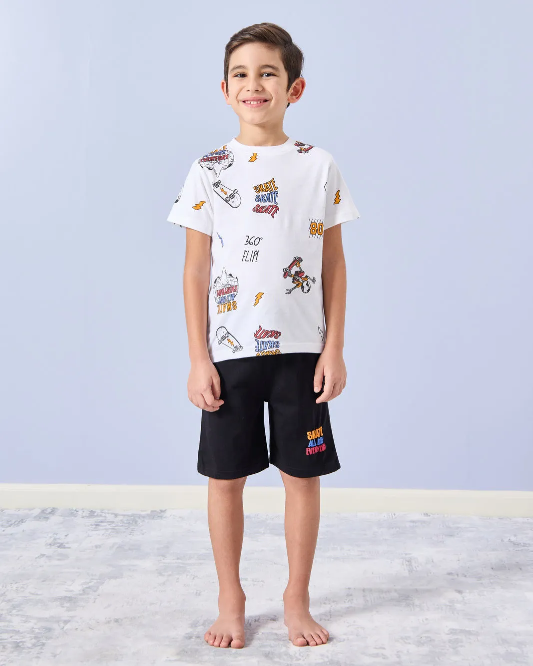 Boys White & Black Printed Pyjama Set (2 Piece) sold by Redtag