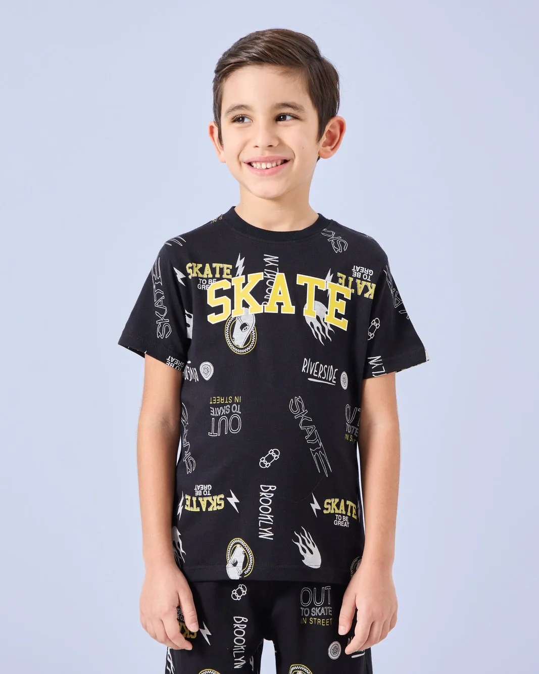 Boys Black Printed Pyjama Set (2 Piece) sold by Redtag product image thumbnail 2