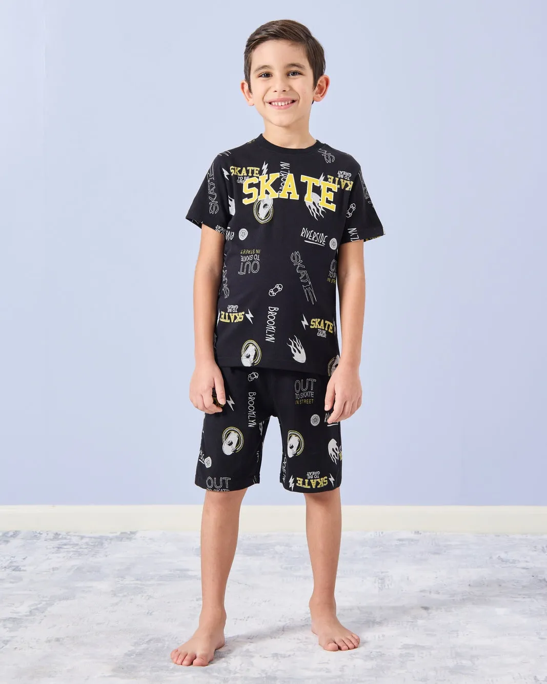 Boys Black Printed Pyjama Set (2 Piece) sold by Redtag