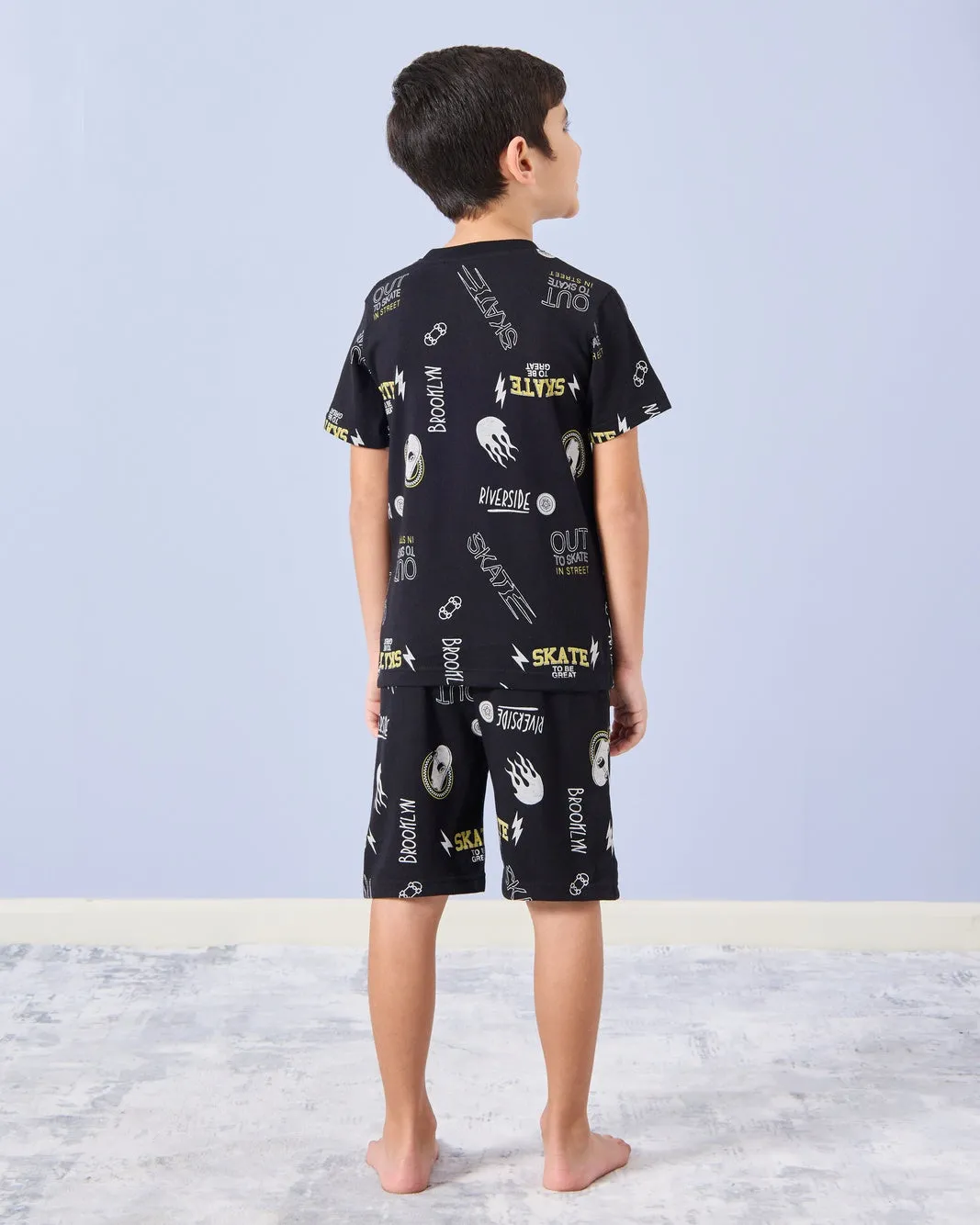 Boys Black Printed Pyjama Set (2 Piece) sold by Redtag product image thumbnail 4