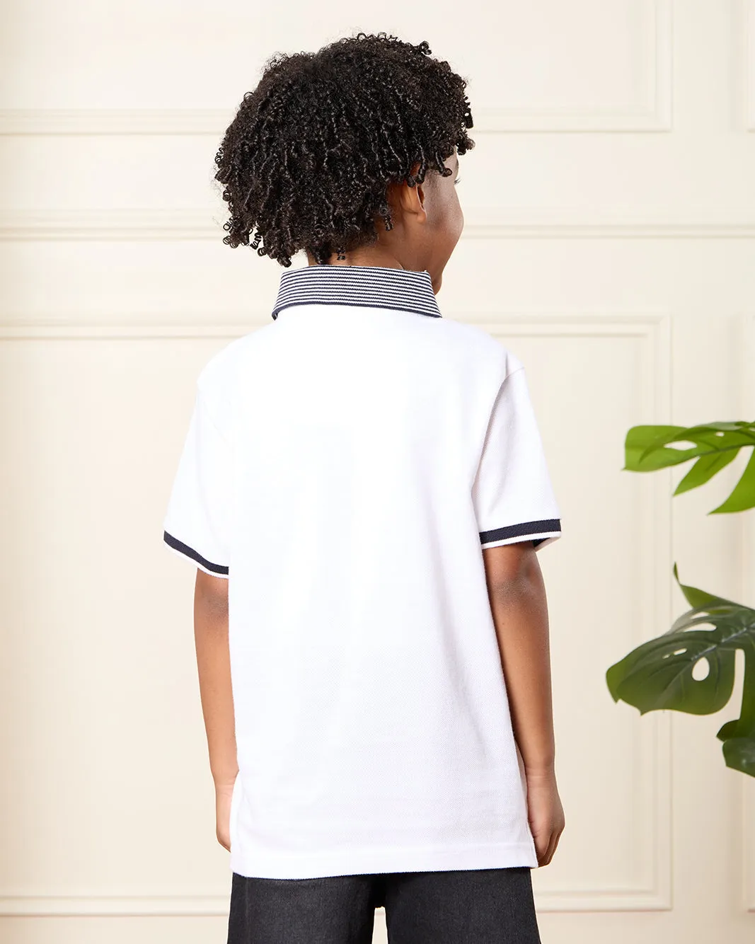 Boys White Striped Polo Shirt sold by Redtag product image thumbnail 3