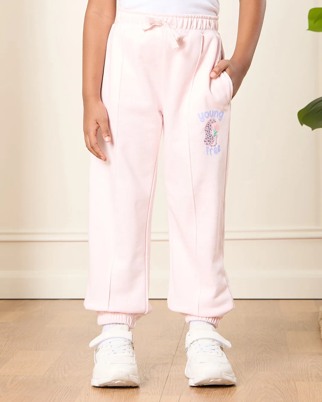 Girls Pink Printed Active Track Pants sold by Redtag