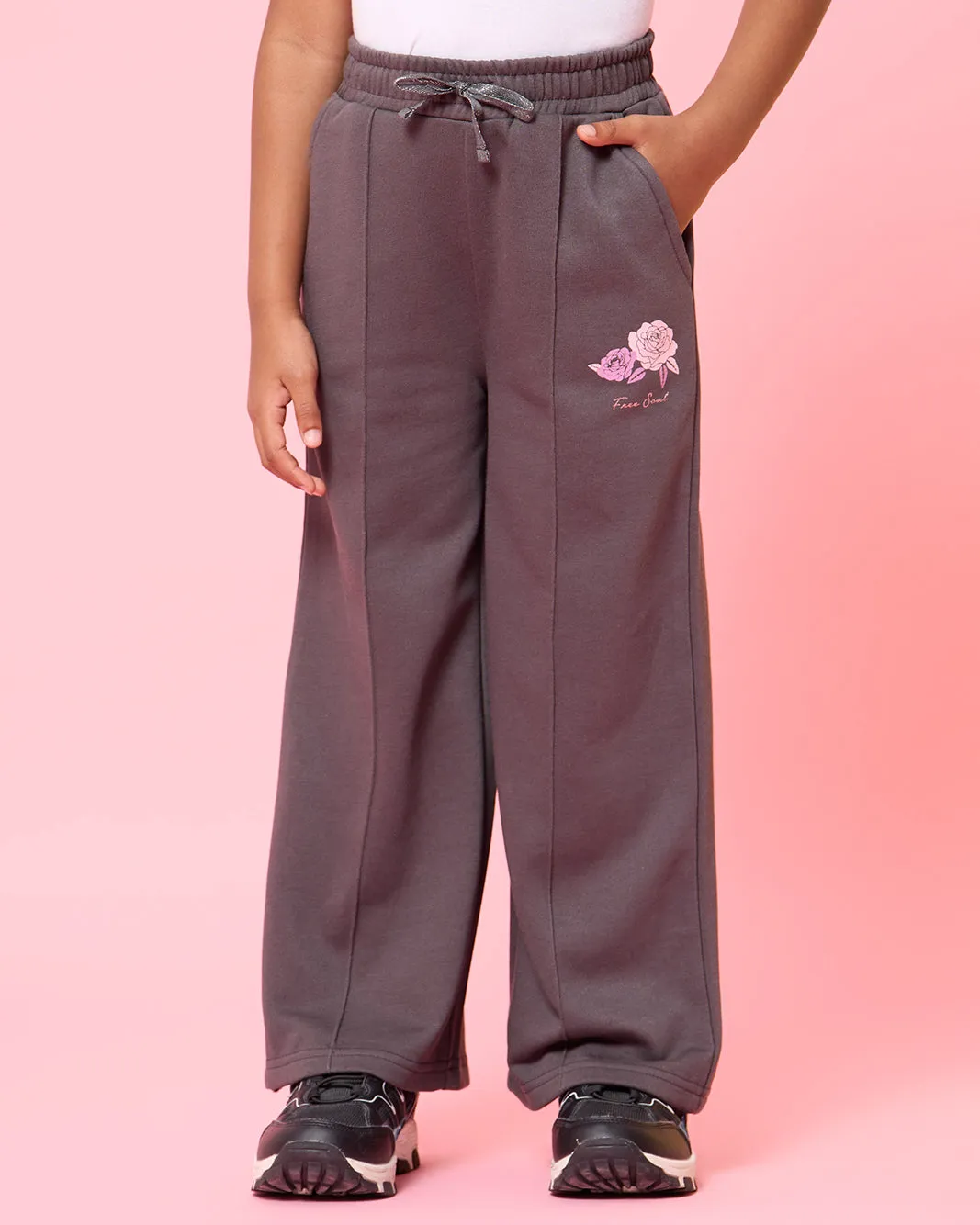 Girls Charcoal Printed Active Track Pants sold by Redtag