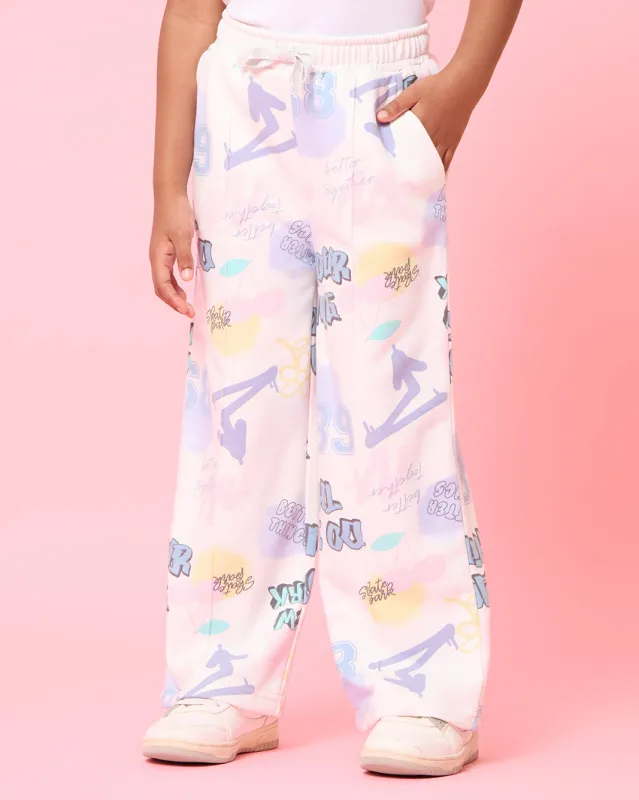 Girls Ivory Graffiti Printed Active Track Pants sold by Redtag