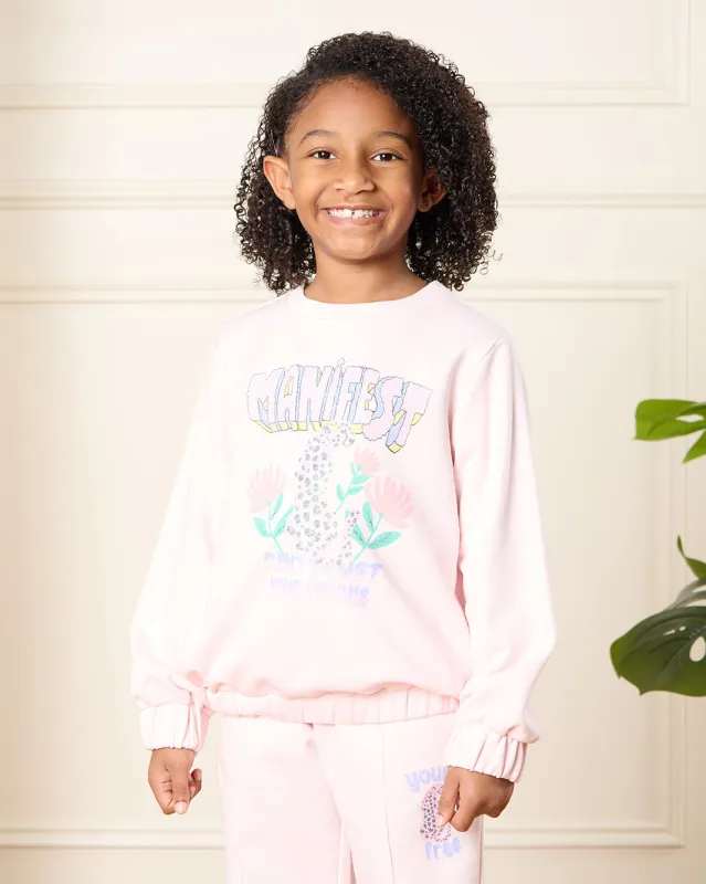 Girls Pink Manifest Printed Sweatshirt sold by Redtag
