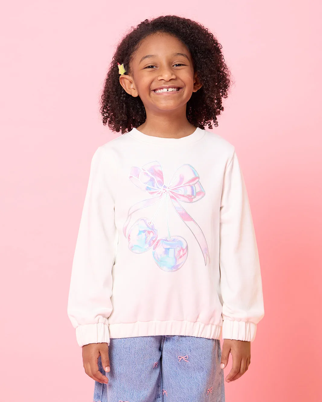 Girls Ivory Bow Printed Sweatshirt sold by Redtag