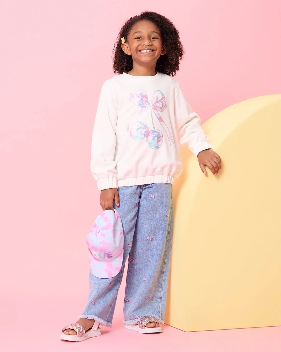 Girls Ivory Bow Printed Sweatshirt sold by Redtag product image thumbnail 2