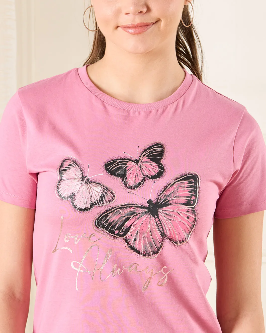 Senior Girls Pink Butterfly Print T-Shirt sold by Redtag product image thumbnail 4