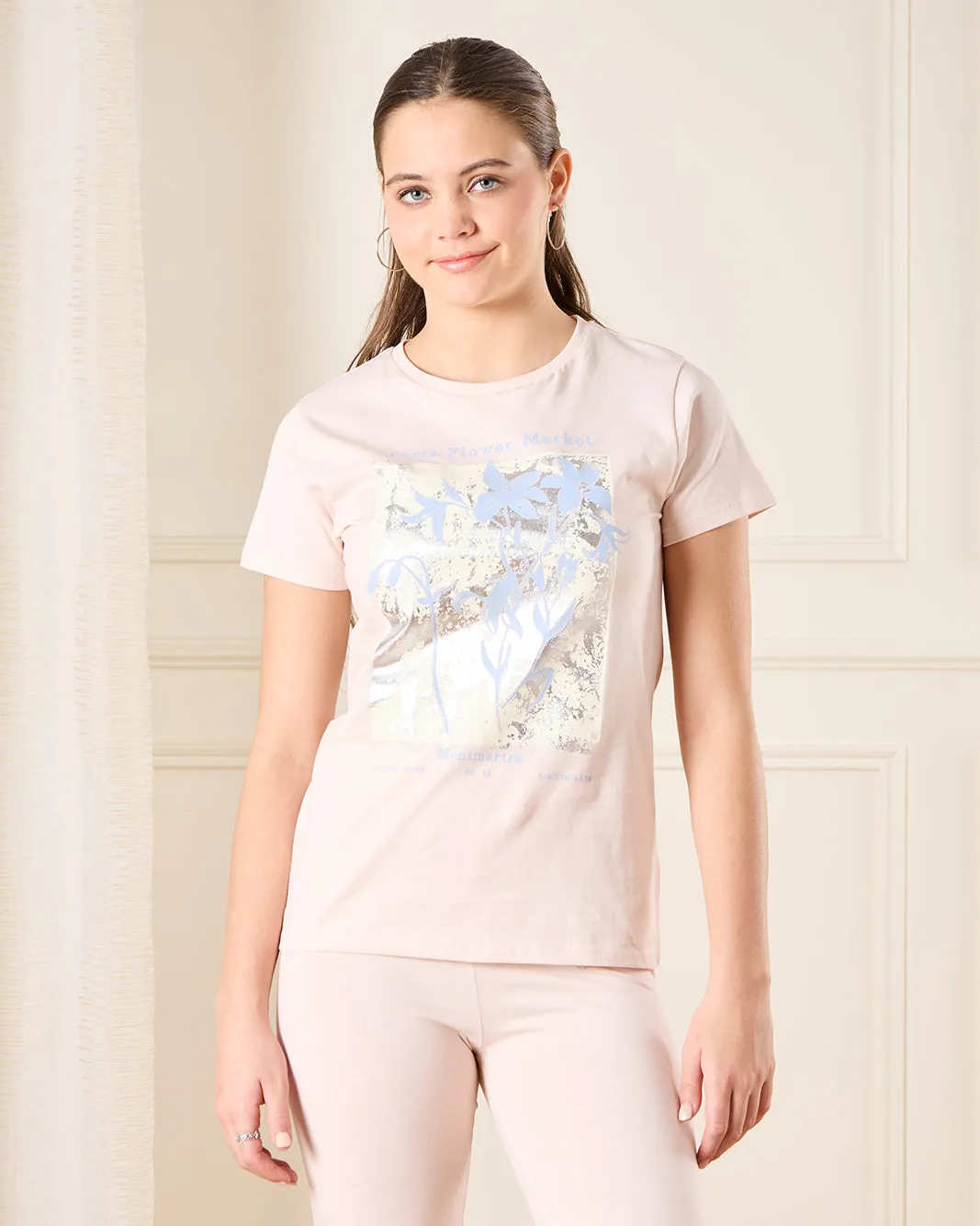 Senior Girls Beige Floral T-Shirt sold by Redtag