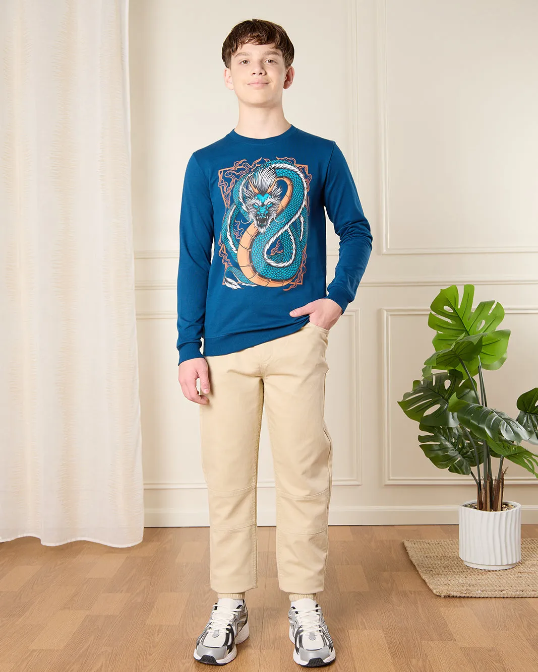 Senior Boys Blue Dragon Printed Sweatshirt sold by Redtag product image thumbnail 2