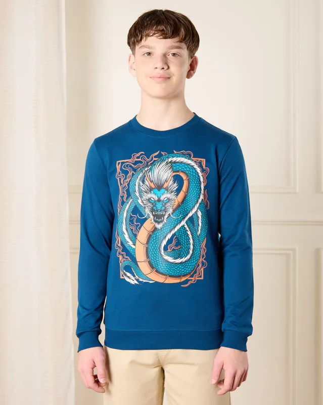 Senior Boys Blue Dragon Printed Sweatshirt sold by Redtag