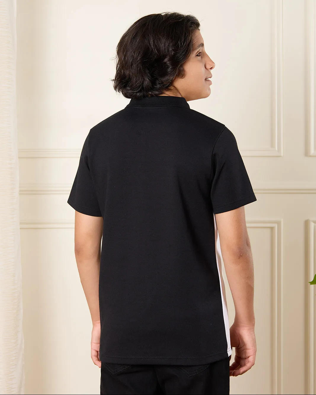 Senior Boys Black And Beige Polo Shirt sold by Redtag product image thumbnail 3