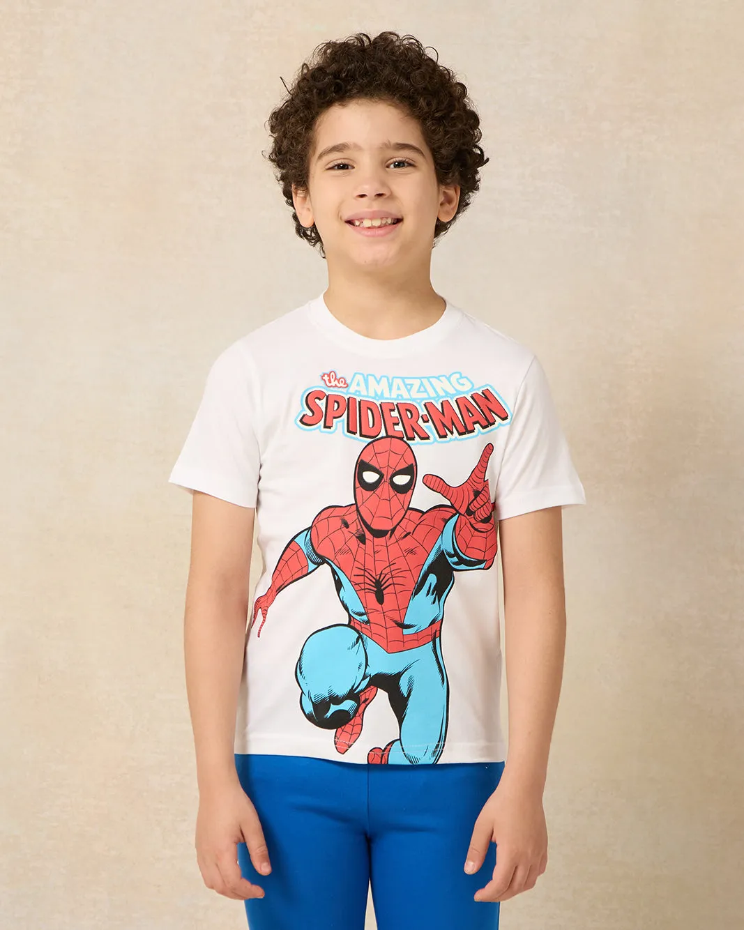 Boys White And Blue Spiderman Pyjama Set (2 Piece) sold by Redtag product image thumbnail 2