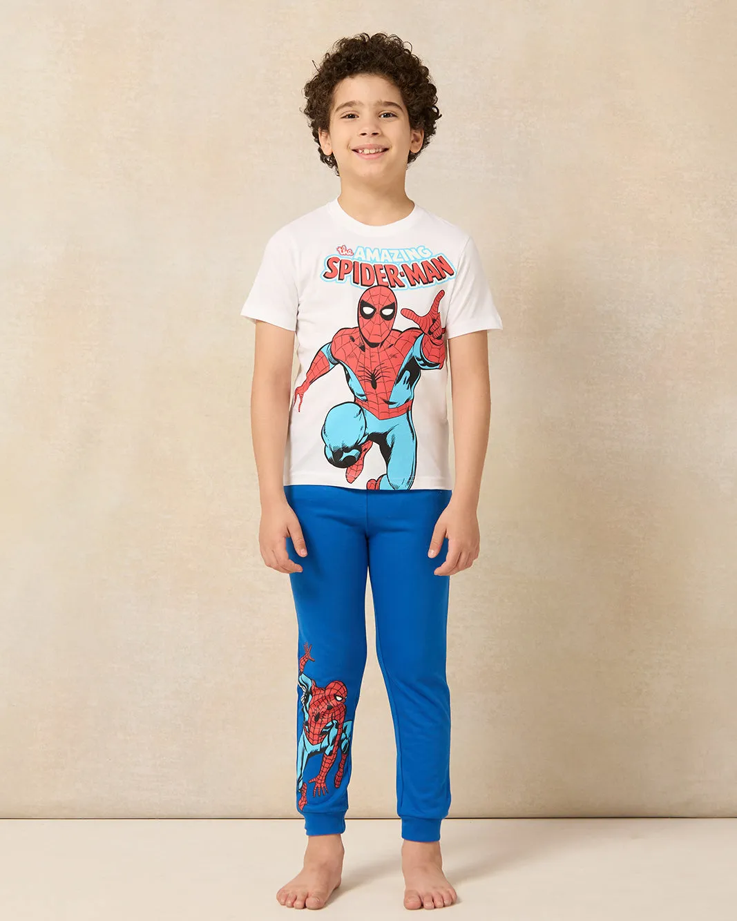 Boys White And Blue Spiderman Pyjama Set (2 Piece) sold by Redtag
