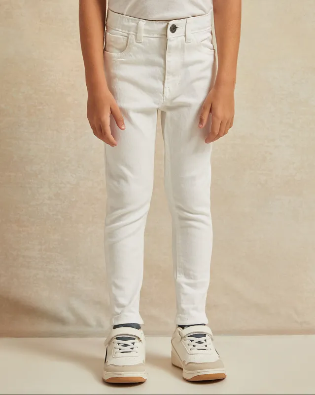 Boys White 5 Pockets Jeans sold by Redtag
