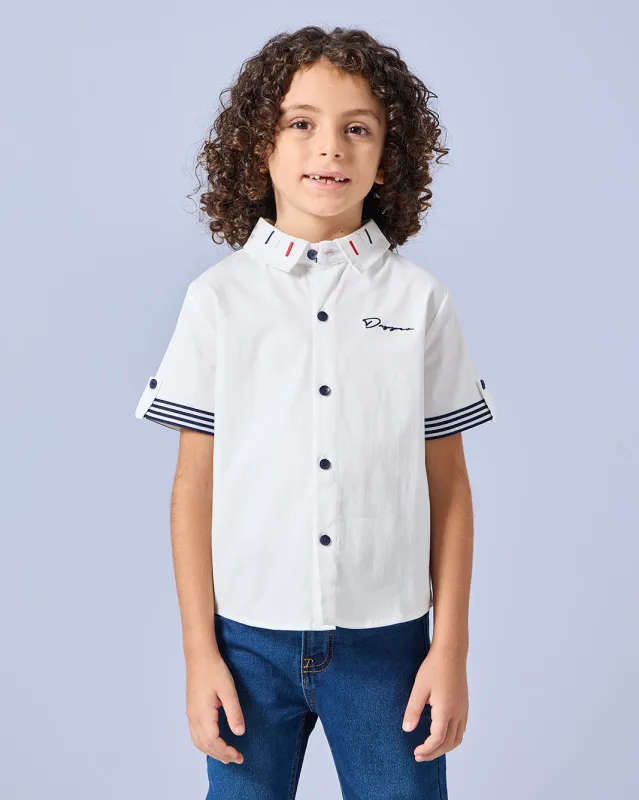 Boys White Collared Casual Shirt sold by Redtag