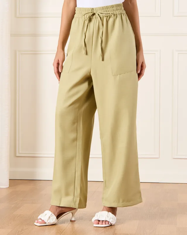 Women Green Wide Leg Pull On Trousers sold by Redtag