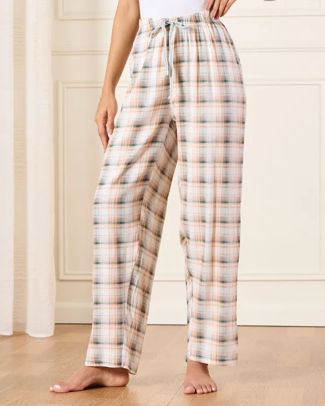 Women Beige Checkered Pajama Bottoms sold by Redtag