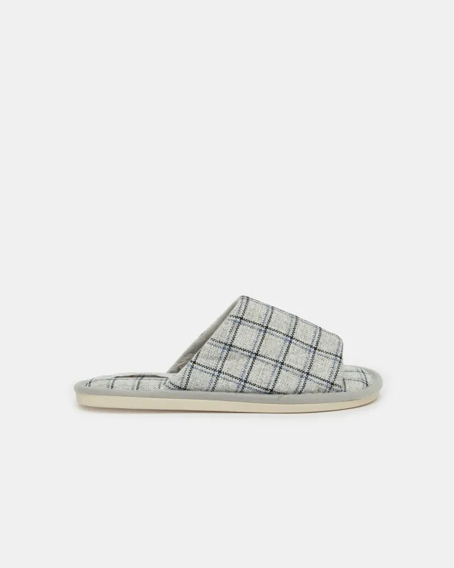 Men Grey Checkered Slippers sold by Redtag