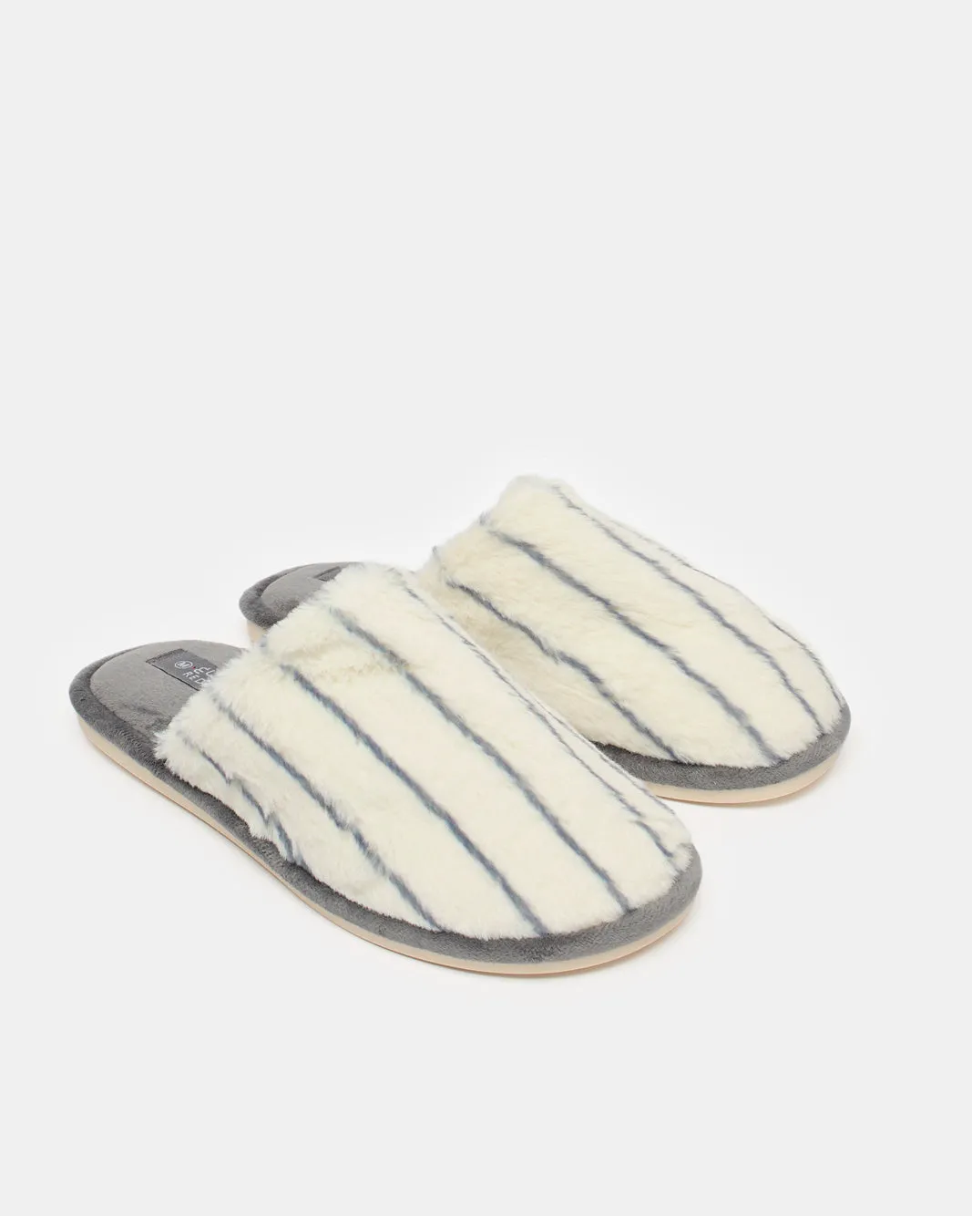 Men White And Grey Striped Slippers sold by Redtag product image thumbnail 4