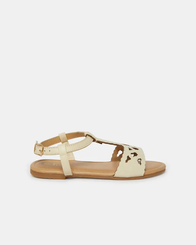 Senior Girls Beige Laser Cut Sandal sold by Redtag