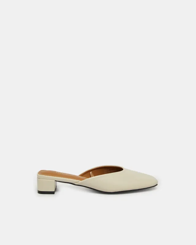 Women Cream Block Heel Mule sold by Redtag