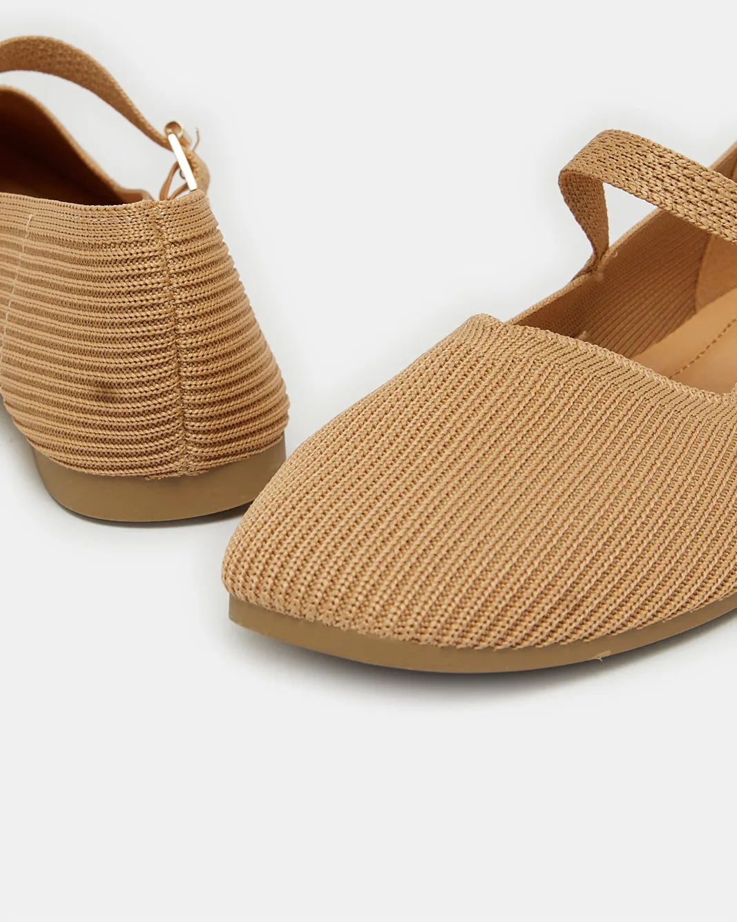 Women Beige Textured Ballerina sold by Redtag product image thumbnail 4