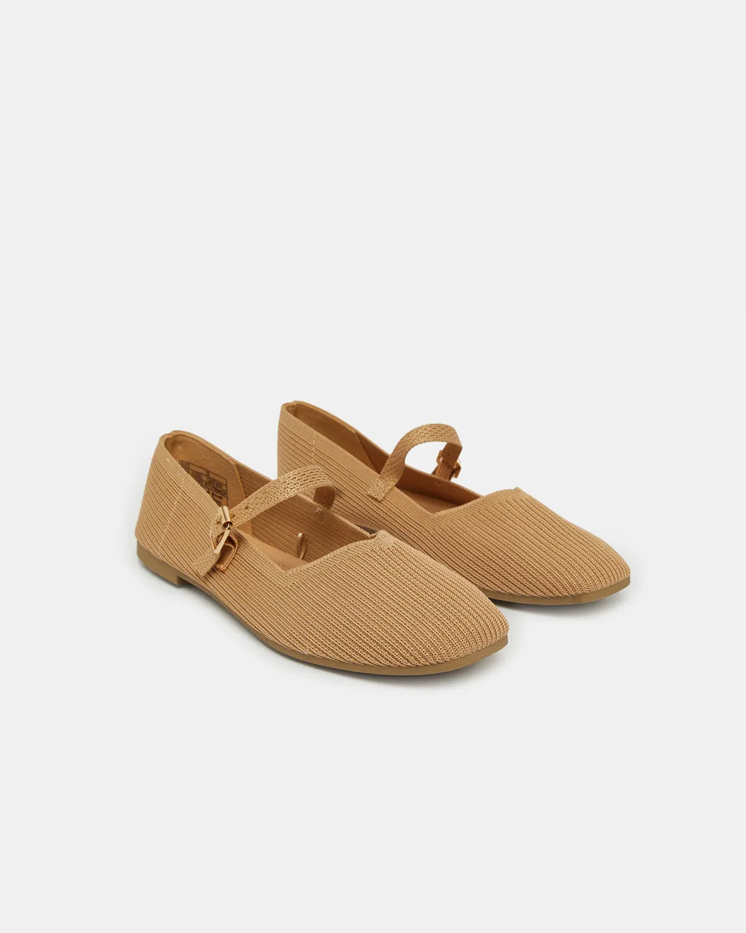 Women Beige Textured Ballerina sold by Redtag product image thumbnail 2