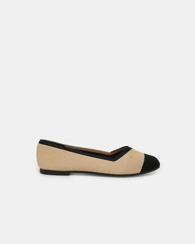 Women Beige Textured Ballerina sold by Redtag