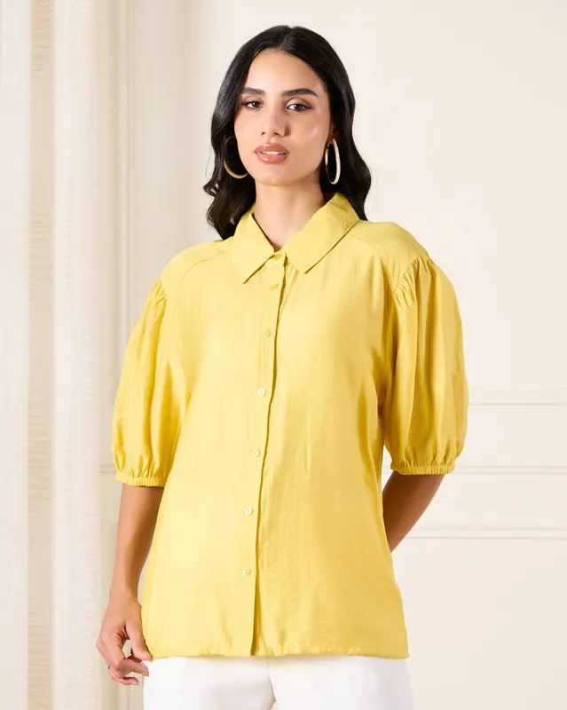 Women Yellow Button Down Shirt sold by Redtag