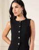 Women Black Button Down Pocket Detail Long Vest sold by Redtag