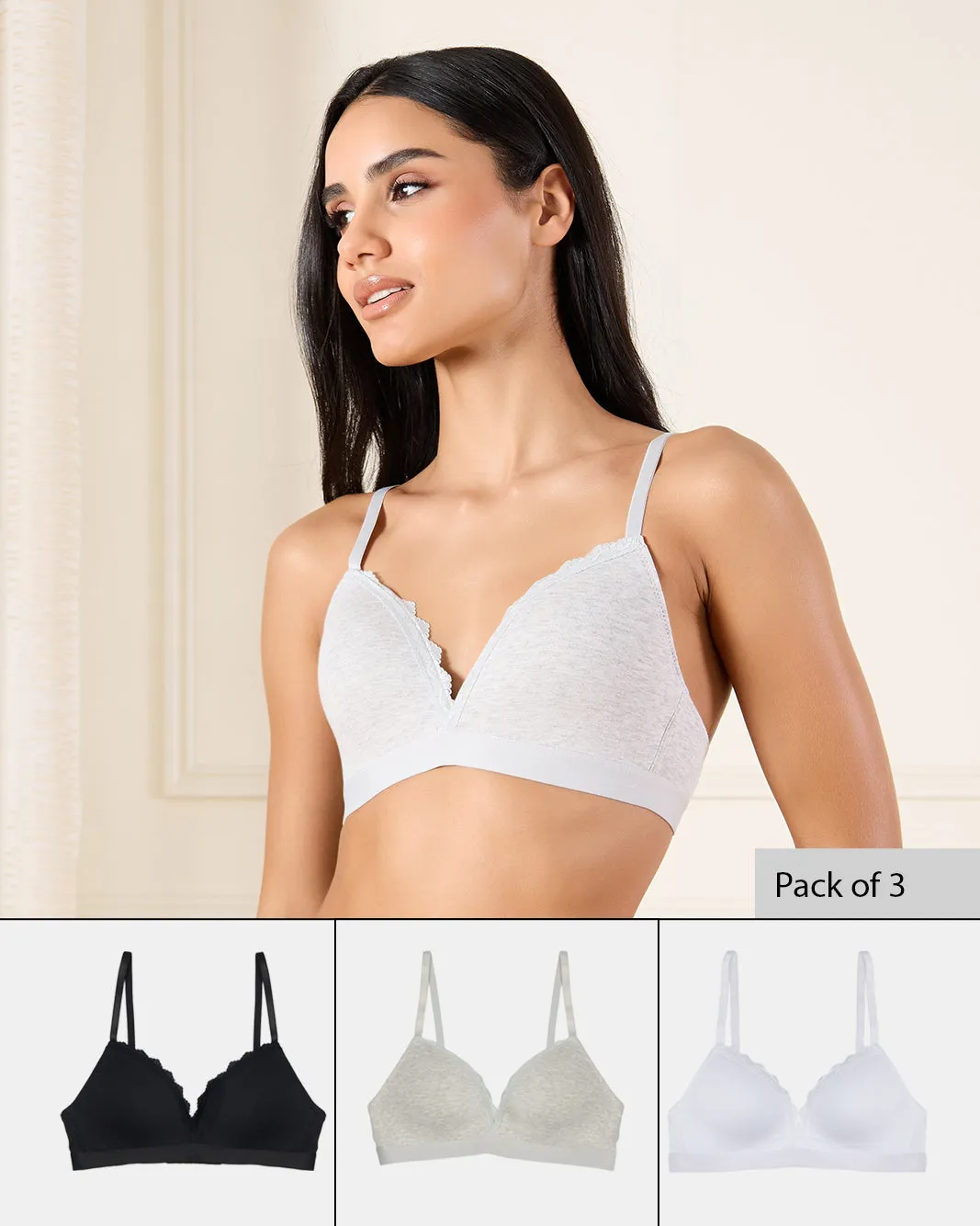Women Assorted Padded Non Wired Bra Set (Pack of 3) sold by Redtag