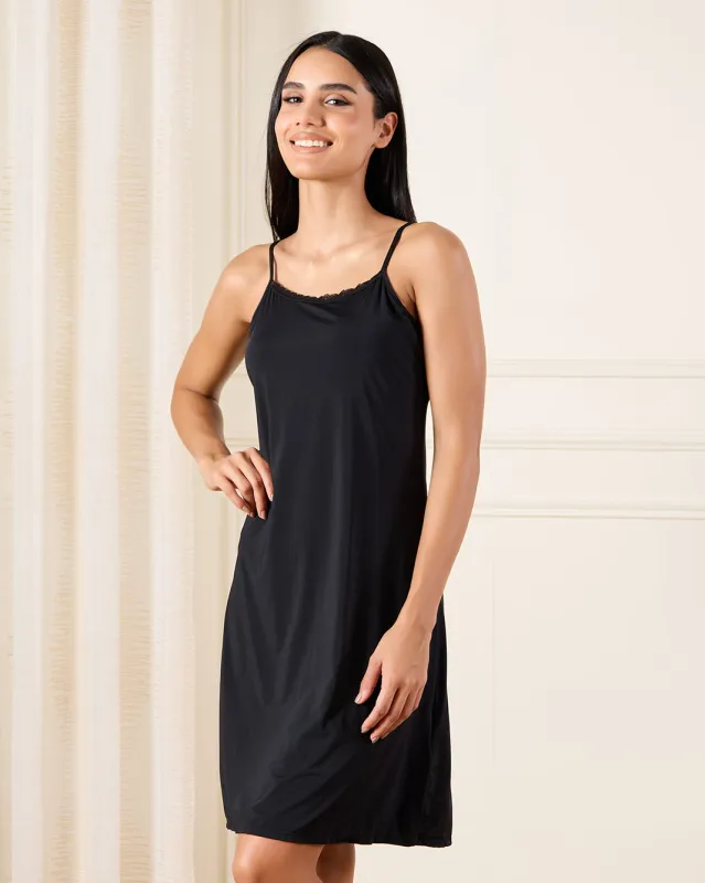Women Black Basic Chemise sold by Redtag