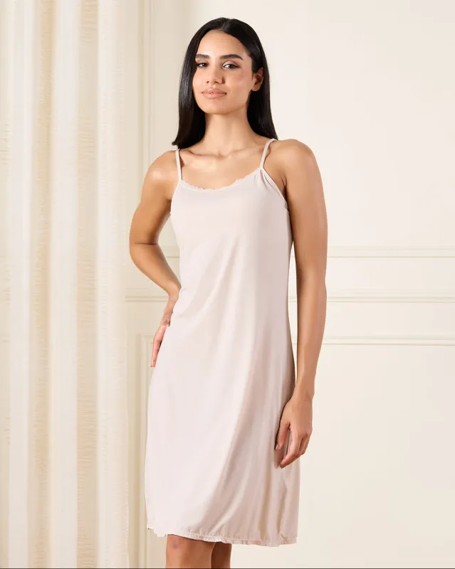 Women Beige Basic Chemise sold by Redtag