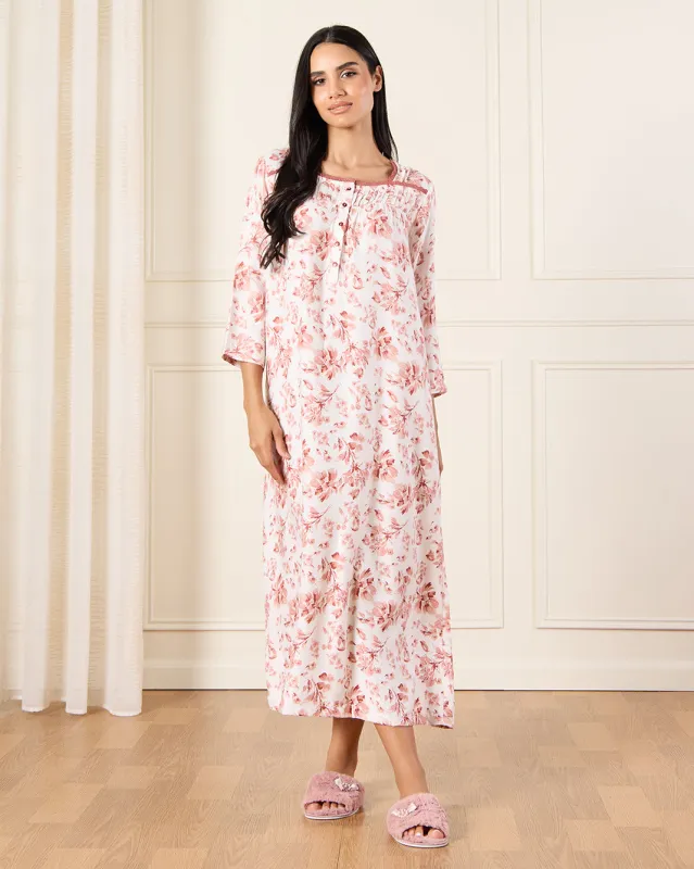 Women Pink Allover Print Nightgown sold by Redtag